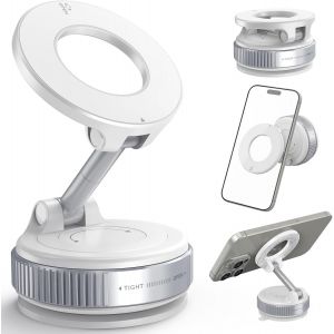 Support Telephone Voiture Magnetique: 360&deg; Rotation Support Magsafe Voiture - Ventouse Vide Puissante de 2800 GF - Support Telephone Voiture pour IPhone 16/15/14/13/12 S&eacute;ries & Android, Blanc - Neuf