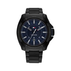 Montre &Agrave; Quartz En Acier Inoxydable - Noir Noir/Bleu - Neuf