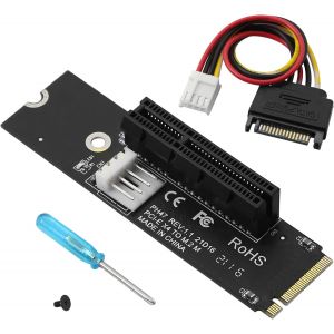 Carte Riser M.2 NGFF vers PCI-E X4, M Key M.2 2260 2280 Port SSD vers Adaptateur PCIE Convertisseur avec Cordon d'alimentation SATA pour BTC Miner Mining - Neuf
