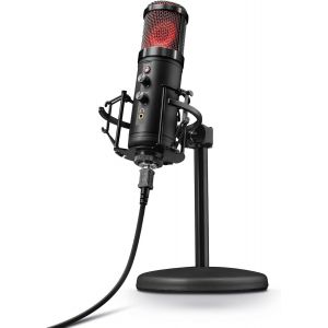 GXT 256 Exxo Micro USB,Directivit&eacute; Cardio&iuml;de,Grille &Eacute;clair&eacute;e,Fixation Universelle 5/8"",Microphone pour Podcasts,Streaming,Youtube,Twitch,PC,Laptop,PS4,PS5-Noir - Neuf