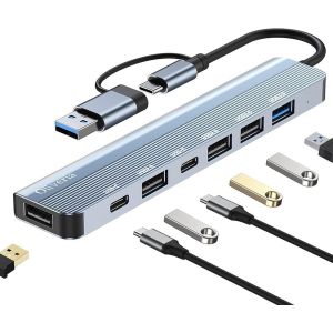 TRAHOO-Hub USB C 7 en 1 Multiport Adaptateur USB 3.0 Extension pour MacBook, iMac, Surface, Dell, Thinkpad, Clé USB, Disque Dur Mobile, PS4, TV - Neuf