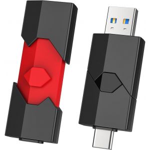 Cl&eacute; USB C 64Go 3.0, Lot de 2 Cl&eacute; USB C 64 Go 3.0 Clef USB C Dual USB r&eacute;tractable Double Connectique pour Smartphone/TV/PC Tablette/Ordinateur - Neuf