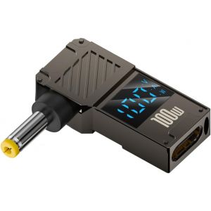 KALANKA-Adaptateur Type-C USB-C vers Prise Jack CC 4,0 x 1,7 mm, Affichage LED Intelligent, Puissance de Sortie 100 W, Charge PD 20 V 5 A, Adaptateur 65 W pour Ordinateur Portable - Neuf