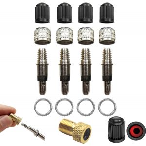 Kit 20pcs Valve V&eacute;lo Blitz/Dunlop + Joints,&Eacute;crou,Capuchon & Adaptateur Presta-Schrader Offert - Neuf