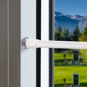 Tianyi-Lot De 2 Tringles &Agrave; Rideaux - Sans Per&ccedil;age - Avec Ventouses - Montage Sans Per&ccedil;age - Pour Rideau De Fen&ecirc;tre, Rideau De Bistrot - Blanc - 55-86 Cm - Neuf