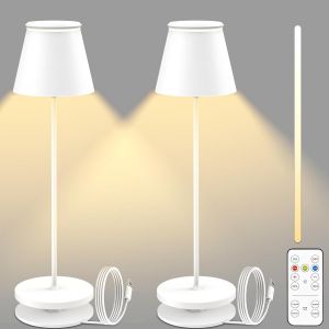 Lampe Led De Table Sans Fil Rechargeable Lot De 2 Avec Télécommande, 3000k Blanc Chaud Lampe De Chevet Tactile Dimmable Avec Minuterie, Station De Recharge, Anthracite, Intérieur Extérieur - Neuf