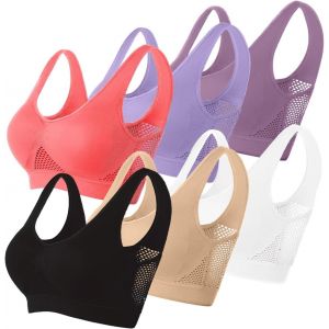 Padded Bras For Women Moderate Impact Plus Size Generous Chest Push-Up Seamless Breathable Yoga Running Crop Top.[F374] - Neuf