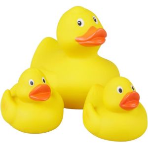 Kalanka-Lena- Set De 3, Maman 11cm Et 2 Poussins Ca. 5cm, Comme Jouet Pour La Baignoire, Couine, Canard De Bain Famille, Pour Enfants À Partir De 12 Mois, Jaune, 65543, 11 Cm - Neuf