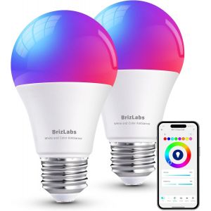 Ampoule Intelligente Alexa E27,Wifi Ampoule Connectée 9w Led Rgb 2700k-6500k Dimmable Lumière,Compatibles Avec Alexa/Google Home,Commande Vocale,Aucun Hub Requis,2 Pack - Neuf