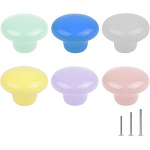 Yujtg-Lot De 6 Boutons De Porte Ronds Colorés En Céramique Pour Placard, Tiroir, Armoire - 32 Mm - Pour Chambre D'enfant - Neuf