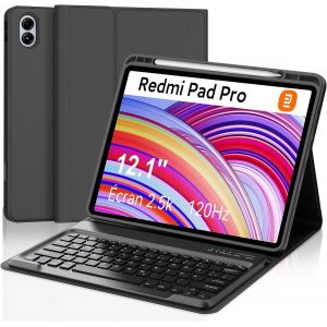 Xiaomi Redmi Pad Pro 12.1 &Eacute;tui de clavier &iquest; Xiaomi Pad Poco 12,1"" 2024, clavier magn&eacute;tique amovible, avec disposition QWERTZ, &eacute;tui avec porte-stylo, pour Xiaomi Pad Poco/Redmi Pad Pro 12.1, noir - Neuf