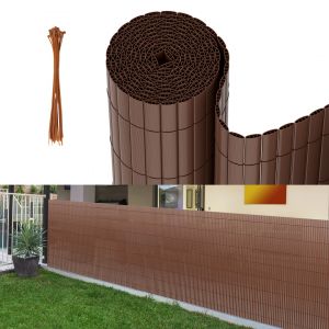 Canisse En Pvc Occultant Cloture, Pour Le Jardinet Balcon Cl&ocirc;ture Brise-Vent, Intimit&eacute;, Avec Serre-C&acirc;bles Marron 120 X 800cm - Neuf