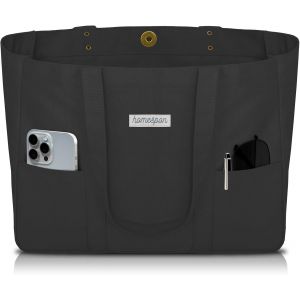 Sac A Main Femme Grand Sac Cabas En Toile Portés Épaule Sac Fourre Tout Avec Poches Et Ordinateur Portable Compartiment (Noir)[H325] - Neuf