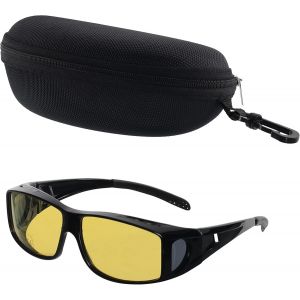 Kathlelxh-Surlunettes De Soleil Polarisées Teintées Jaune Avec Etui Lunettes - Surlunette Solaire Antireflet Uv400 Pour Lunettes De Vue - Sur-Lunette De Soleil Homme Et Femme ¿ Pêche Et Golf[H749] - Neuf
