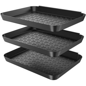 Kgabery-Bac À Chaussures,Lot De 3 Bacs D'égouttement À Chaussures,Égouttoir Chaussures,Bac À Chaussures Plastique Porte Chaussures Avec Bord Surélevé,Pour La Pluie,L'automne,L'hiver,35x27x3 Cm - Neuf