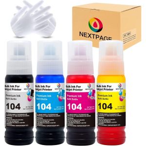 ERYI-104 Encre Compatible Avec Epson 104 Ecotank Encre Compatible Avec Epson Ecotank Et-2710 Et-2720 Et-2870 Et-2871 Et-2875 Et-2876 Et-4700 Et-4800 Etc. 104 Multipack 4 Couleurs - Neuf