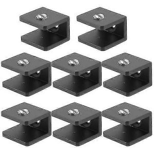 8 Pcs Noir Étagères Douche Verre Pince Étagère en Verre Pince Clip Étagère En Verre Supports Support D'Étagère Supports-hao - Neuf
