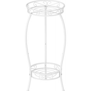 Support En M&eacute;tal &Agrave; 2 Niveaux Pour Pot De Fleurs,Haut Support Pour Plantes D'int&eacute;rieur Outdor,Support Pour Pot De Fleurs,Table Pour Jardin,Terrasse,69 X 32 Cm,Blanc - Neuf