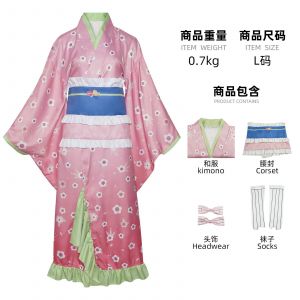 Demon Slayer Cos Kanroji Mitsuri Kimono Rose Vêtements De Cosplay Kanroji Kimono Vêtements D'halloween - Neuf