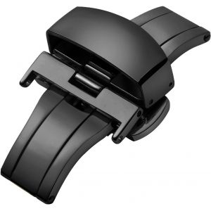 Montre Boucle Deployante Fermoir Pour Bracelet De Montres En Acier Inoxydable Polis Remplacement En Noir - 20mm - Neuf