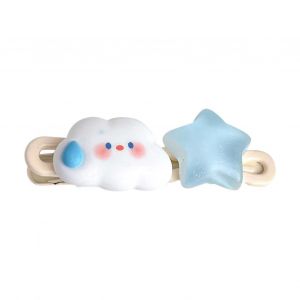 Barrette A Cheveux En Plastique Et Resine Pour Femme, Jolie Decoration De Dessin Anime, Motif Vagues De Nuages Et D'etoiles - Neuf