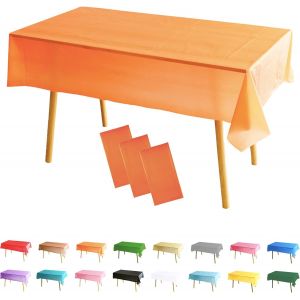 Sjzg-3 Pièces Nappe Rectangle (137 X 274 Cm) Orange Nappe De Table Anti-Tâches Polyester Couverture De Table Protection De Table Pour Salle À Manger, Jardin, Fête, Mariage, Maison, Banquet Halloween - Neuf