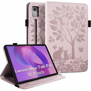 Coque Pour Lenovo Idea Tab Pro(12,7 Pouces 2025) Étui En Cuir Pu Housse De Protection Avec Porte-Stylo Et Supportetui Tablette Pour Lenovo Idea Tab Pro¿Tb-373Fu Tb-375Fc-Rose - Neuf
