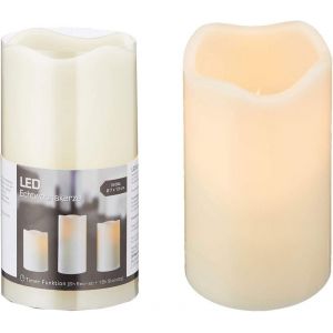 SJZG-Bougie Led En Cire V&eacute;ritable Avec Flamme Vacillante - Fonction Veille - Couleur Ivoire - Sans Flamme - Fonctionne Avec Piles (1 Bougie Led En Cire V&eacute;ritable De 13 Cm) - Neuf