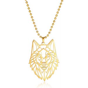 Kal-Collier Pendentif En Forme De Loup Squelette, &Eacute;l&eacute;ments De T&ecirc;te D'animal Classique Bois For&ecirc;t Nature Charme Bijoux En Acier Inoxydable Cadeau Pour Gar&ccedil;ons Hommes Filles - Neuf