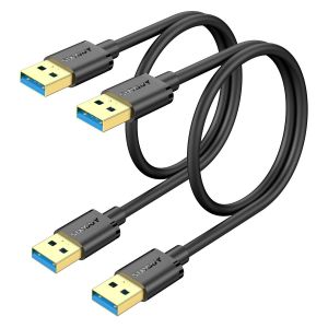 CHENG-C&acirc;ble USB A, 2 pi&egrave;ces 0.5M C&acirc;ble USB A M&acirc;le vers M&acirc;le A, 5Gbps C&acirc;ble transfert de donn&eacute;es USB Type-A pour Imprimantes, Modems, Disques Durs, Appareils Photo, Disques Externes - Neuf