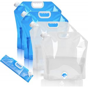 Jgd-Bidon &Agrave; Eau Pliable Avec Robinet, 4 Pi&egrave;ce 10l R&eacute;servoirs D'eau Camping, Sac De Stockage D'eau Ext&eacute;rieur, Poche D'eau Portable, Pour Randonn&eacute;e, Camping, Pique-Nique, Sans Bpa - Neuf