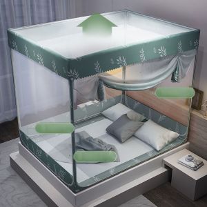 HJLIAN Rideaux de lit a baldaquin, filet respirant haute densite, resistant et doux pour la peau, pour chambre d'hotel, tissu gaze, lit de 1,8 m (epaississement et vernis au four) - Neuf