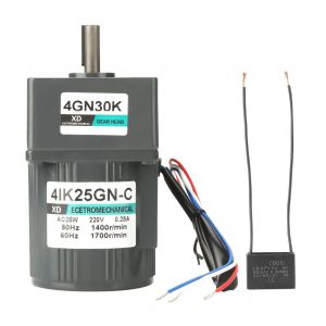Moteur a engrenages monophase 4IK25GN-C 220 V CA 25 W, faible vitesse constante, sens horaire/antihoraire, avec condensateur (30 kV) - Neuf