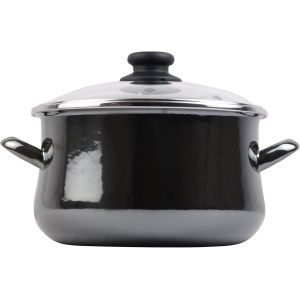 KALANKA-Megafesa Glass - Marmite avec Couvercle, diamètre 20 cm, Noir Cristal - Neuf