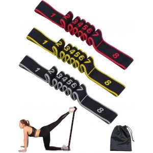 &Eacute;lastique Musculation - Ensemble De 3 Bandes De R&eacute;sistance Avec Ancrage De Porte Pour Entra&icirc;nement Pilates, Yoga, Stretching, R&eacute;&eacute;ducation Physique Et &Eacute;lastique Musculation Traction - Neuf