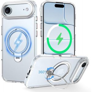 TRAHOO-Coque pour iPhone Air avec Support, Magn&eacute;tique Compatible avec MagSafe, &Eacute;tui Transparent Cristal Housse de Protection Antichoc Anti-Jaunissement Case pour iPhone Air 6.5"", HD/Clair - Neuf