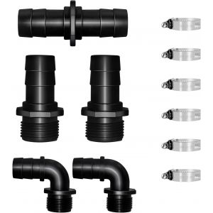 Kit de Raccord pour Piscine,Fontaine,Jardin-Inclus 1 Raccord,2 Douilles Coudées à 90°,2 Douilles,6 Colliers de Serrure - Neuf