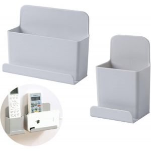 Yemaesre-2 Pièces Boîte De Rangement À Télécommande Auto-Adhésive, Boîte Dorganisateur Mural, Support De Téléphone Mural Sans Dommage, Pour Télécommande, Téléphone Portable, 2 Taille - Neuf