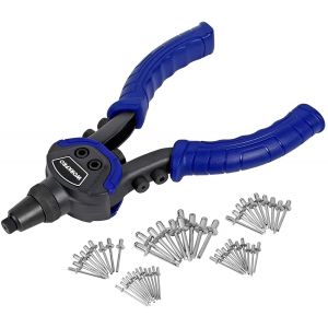 Pince a Rivets Lourde a Double Poignees 255mm, Riveteuse Compacte avec 5 Nez Interchangeables et 100 Rivets WORKPRO - Neuf