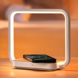 Kal-Lampe De Chevet Led Pliable Avec Fonction De Charge 10 W, Veilleuse Tactile &Agrave; Intensit&eacute; Variable Avec 3 Niveaux De Luminosit&eacute; Pour Salon, Chambre &Agrave; Coucher, Bois Blanc - Neuf