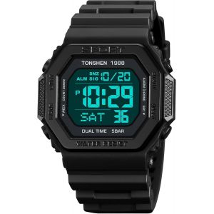 Eryi-Unisex Sport Digitale Militaire Outdoor Montre Bracelet Led Électronique Multifonctionnel Alarme Chronomètre Etanche Double Temps Plastique Et Caoutchouc Montres - Neuf