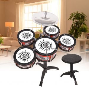 Mini Tambour De Jazz A 5 Tambours Avec Chaise, Jouet Musical Educatif Pour Enfants - Neuf