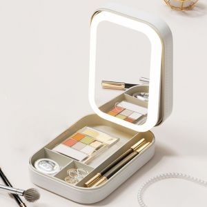 1 Miroir Cosmétique Multifonction À Led Blanc, Trousse De Maquillage, Boîte De Rangement Pour Bijoux Et Cosmétiques - Neuf