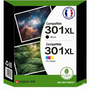 Pack de 2 Cartouches compatible pour HP 301XL Noir & Couleur Nopan-ink - Neuf