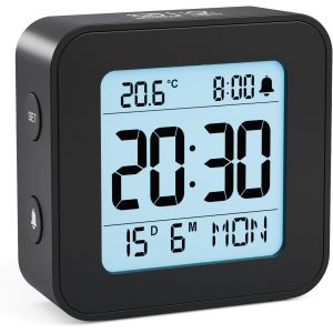 KAL-Réveil, Réveil Numérique À Piles Avec Température Et Calendrier, Alarme, Snooze, Rétroéclairage Pour Voyage, Chambre, Bureau(Piles Incluses) - Neuf