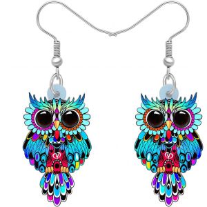 Kal-Cute Acrylique Hibou Boucles D'oreilles Pendentif Oiseau De Bande Dessinée Pour Les Femme Filles Hibou Amoureux Cadeaux - Neuf