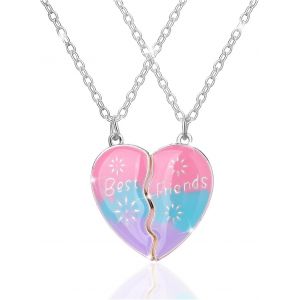 Kal-Bff Collier D'amitié Pour 2 Filles, Meilleurs Amis Coeur Pendentif Colliers Magnétiques, Best Friends Colliers, Amitié Anniversaire Graduation Saint Valentin Bijoux Cadeau Pour Filles Amis S?urs - Neuf