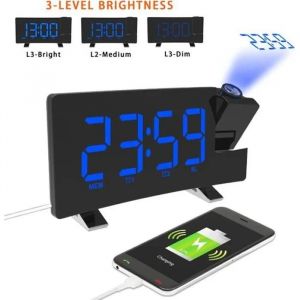 Réveil Horloge numérique avec radio et port de charge USB - Bleu - Neuf