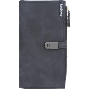 CAUC-Portefeuille Femme en Cuir PU Longue Porte Monnaie Femme Grande Capacite Porte Feuilles pour Femme avec 24 Emplacements Cartes et Zipp&eacute; Pochette &agrave; Monnaie (Noir-L) - Neuf