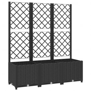 Vidaxl Jardinière Avec Treillis Noir 120x40x136 Cm Pp - Neuf